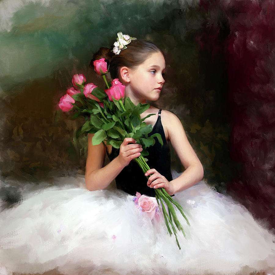 Kislány virággal kirakós online