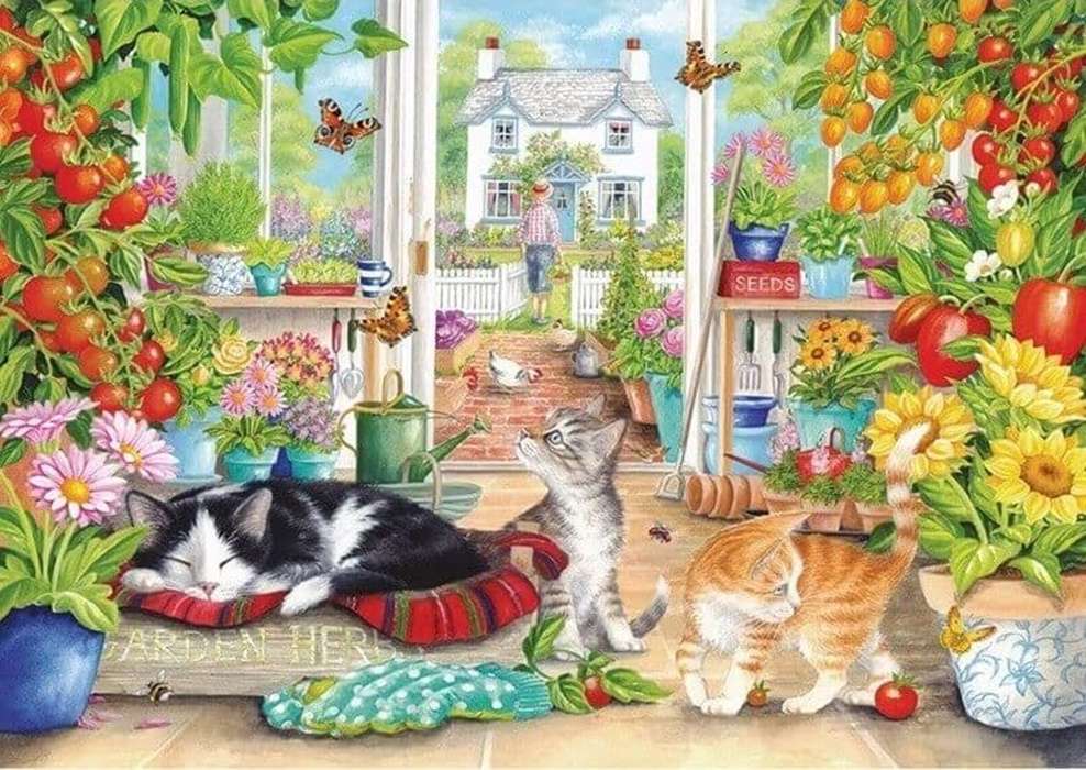 gattini in giardino puzzle online