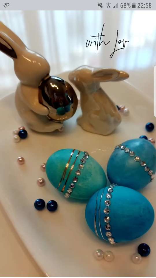 Modrá velikonoční vajíčka online puzzle