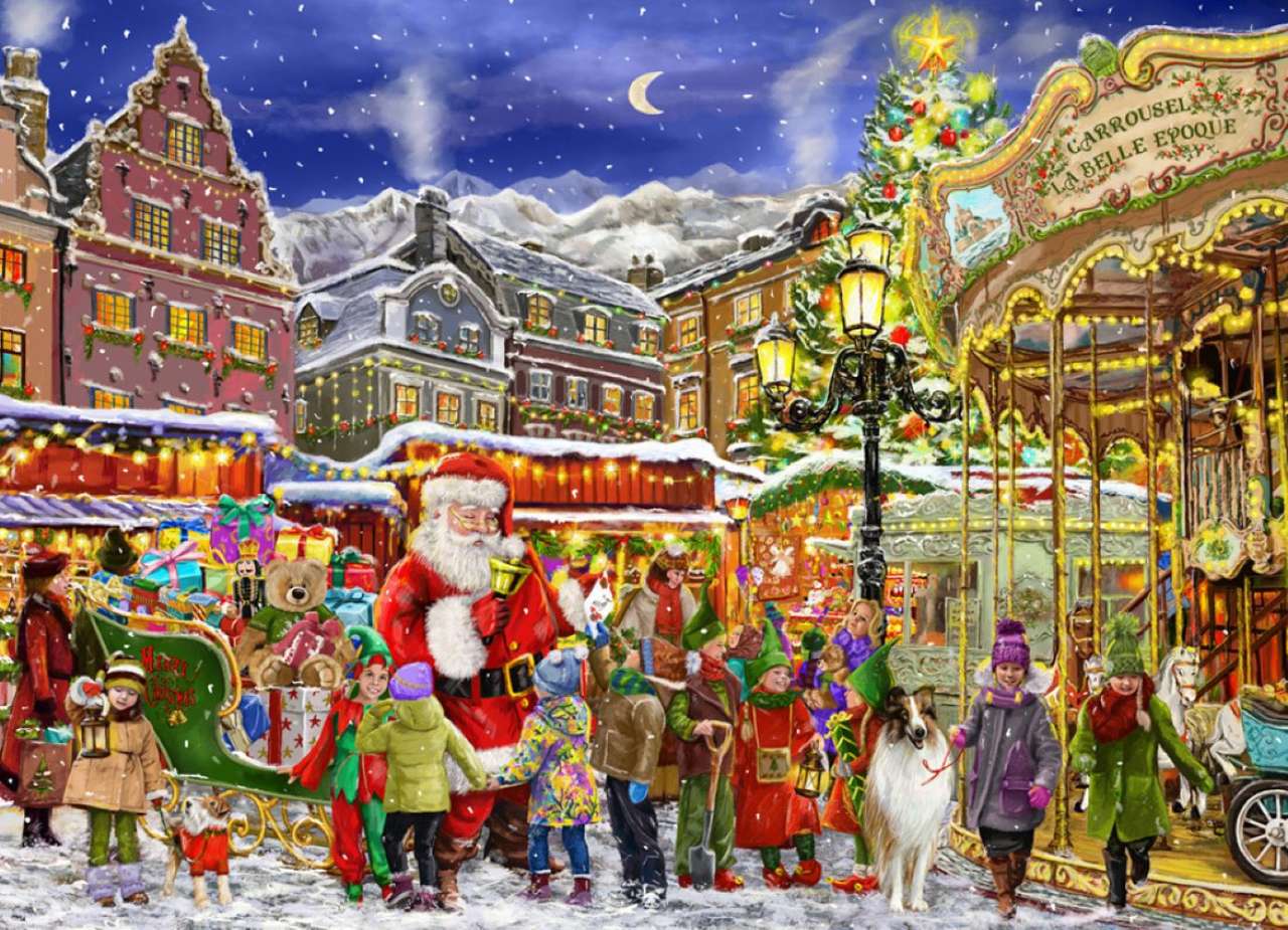 χριστουγεννιάτικο καρουσέλ Άγιος Βασίλης παζλ online