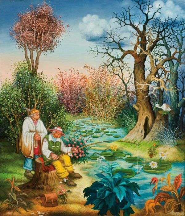 Grandparents fishing in the river jigsaw puzzle online