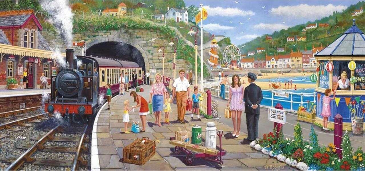 Train station on the beach jigsaw puzzle online