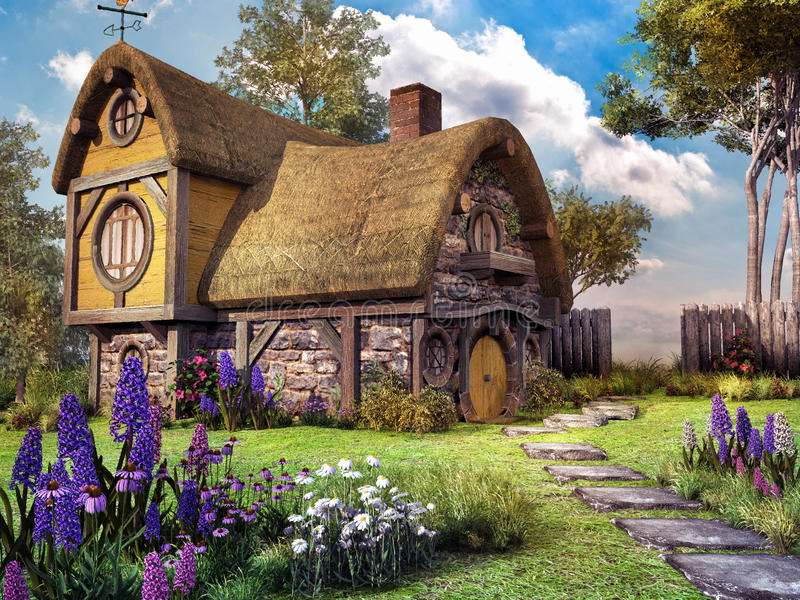 Ein Haus unter einem Strohdach, wie aus einem Märchen Online-Puzzle