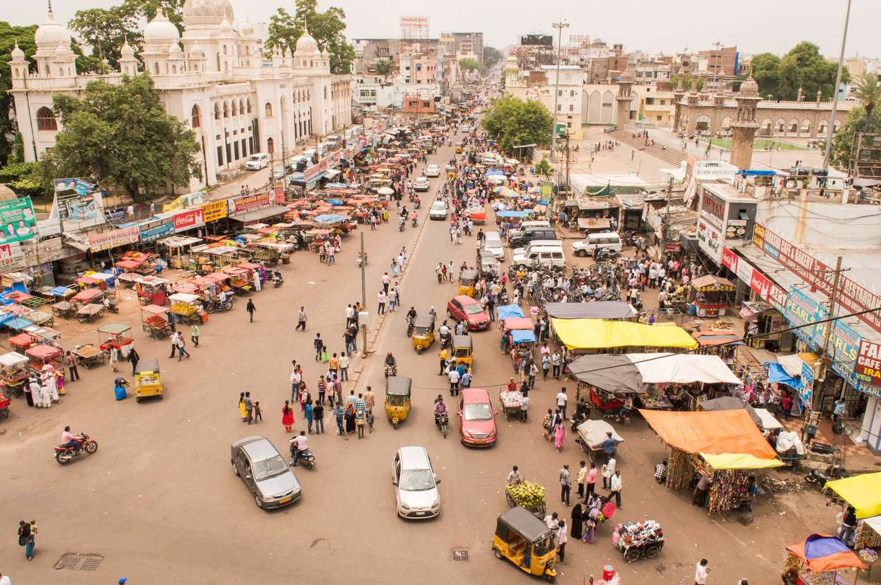 καθημερινή σκηνή της αγοράς στο Charminar παζλ online