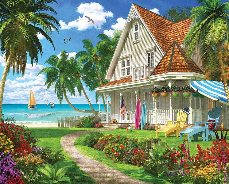 Jolie maison sur la plage puzzle en ligne