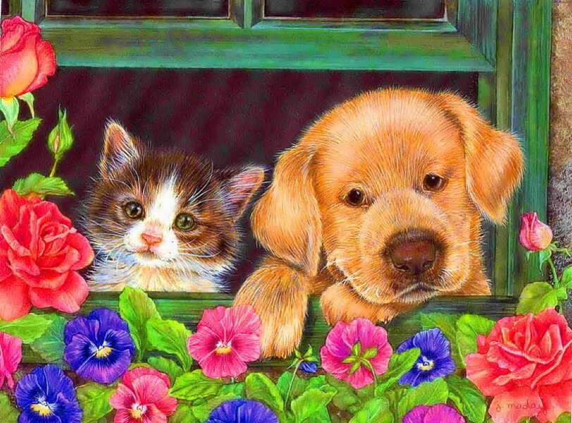 Puppy looking out the window #121 jigsaw puzzle online