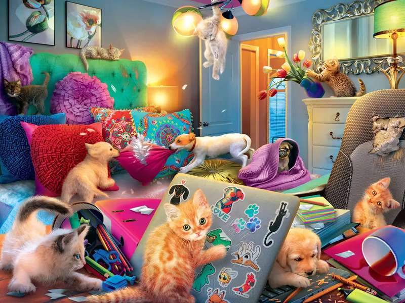 Kätzchen machen ein Durcheinander #132 Online-Puzzle