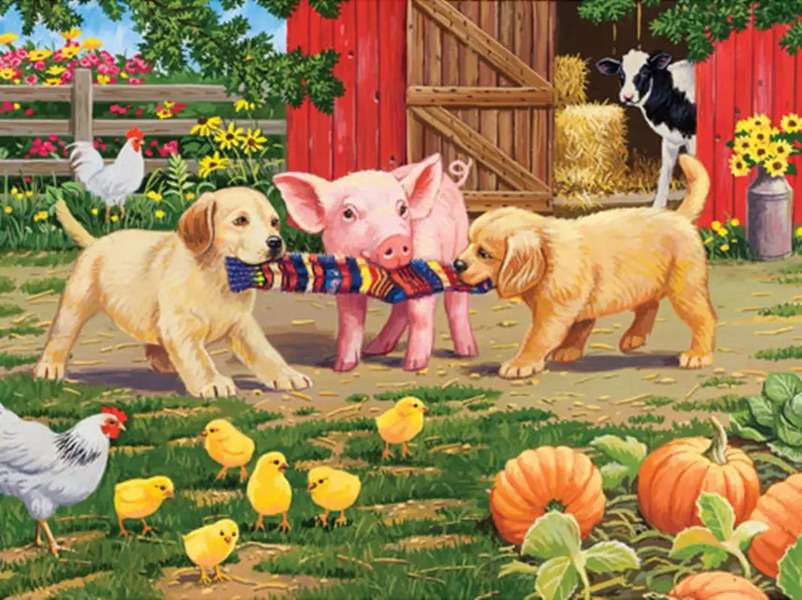 Puppy's spelen op de boerderij #124 online puzzel