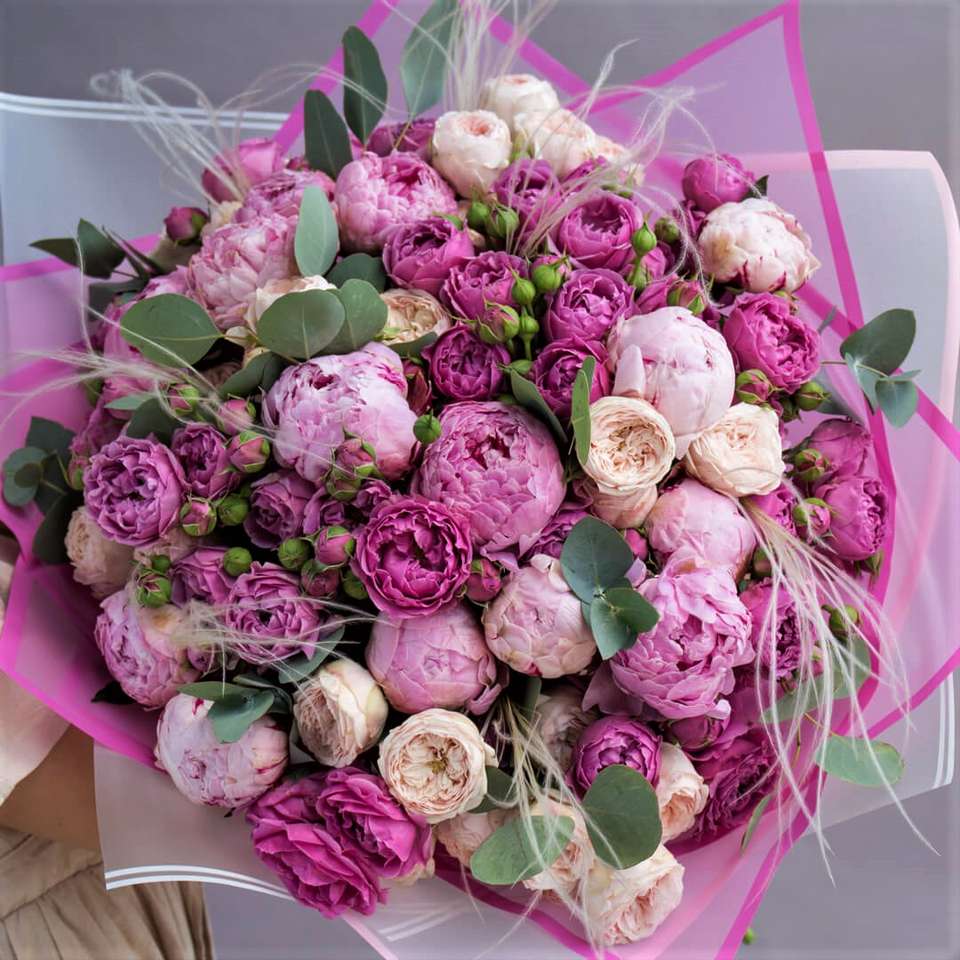 Bouquet de roses pastel puzzle en ligne