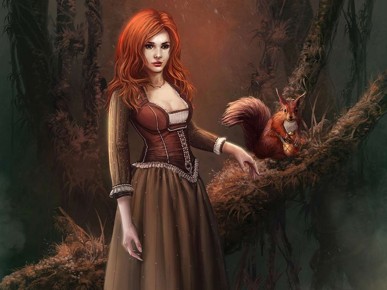 jeune femme et l'écureuil puzzle en ligne
