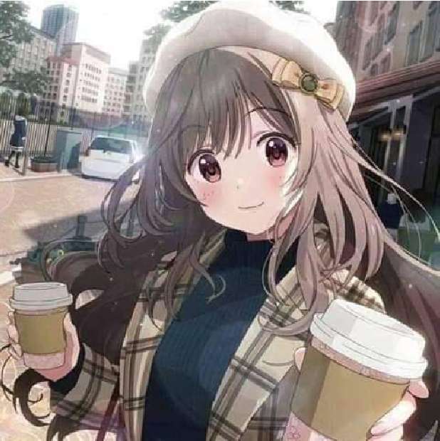 Anime lány kávéval online puzzle