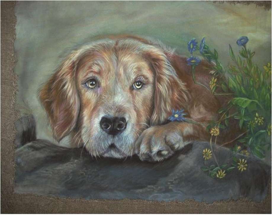 puppy schilderij online puzzel