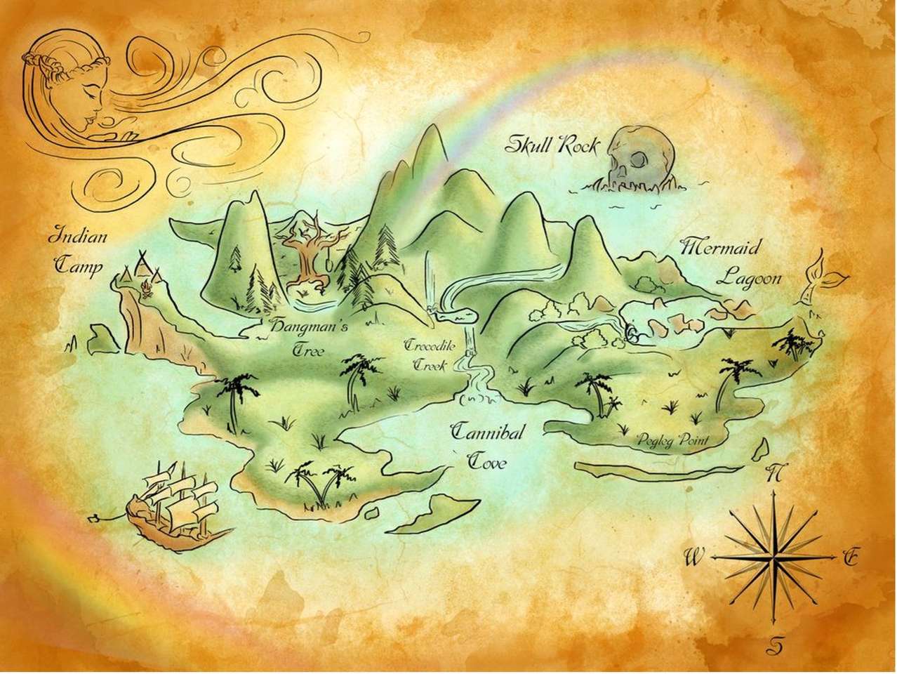 THE NEVER LAND ISLAND MAP online puzzle