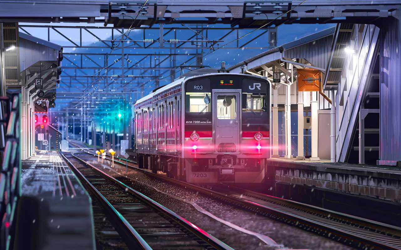 Аниме-поезд в Японии пазл онлайн