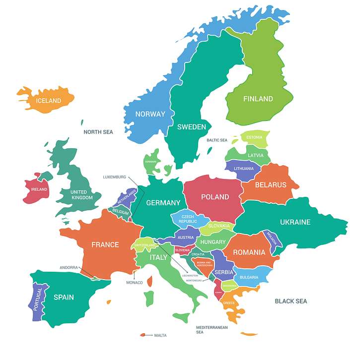 Европейский континент онлайн-пазл