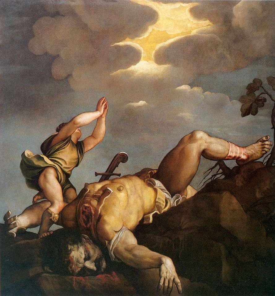 Tizian: David och Goliat pussel på nätet