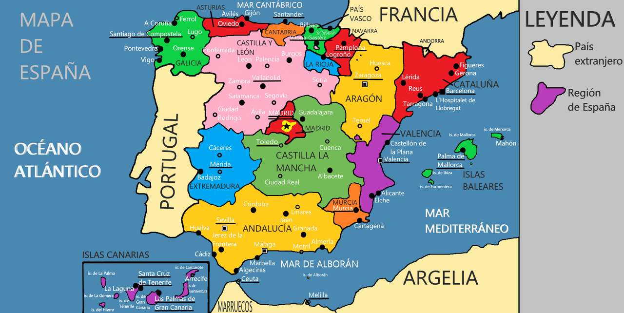 スペインの地図パズル オンラインパズル