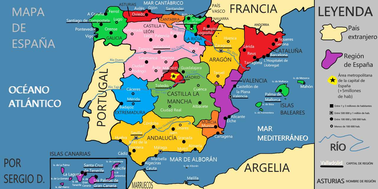 スペインの地図パズル オンラインパズル