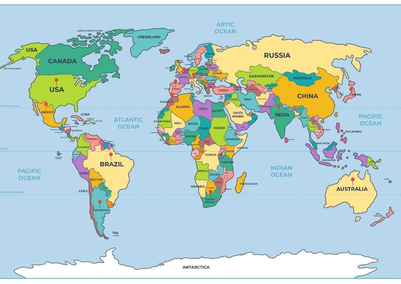 MAPA del mundo rompecabezas en línea