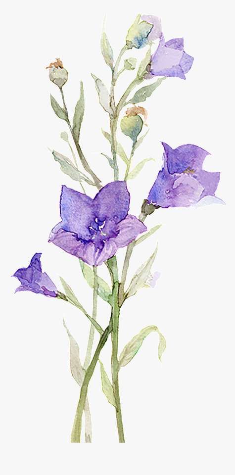 лилави акварелни цветя онлайн пъзел