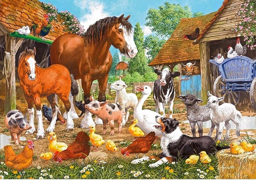 alle versammelten sich auf der Farm Puzzlespiel online