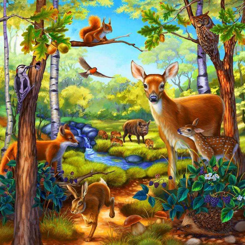 тварини в лісі пазл онлайн