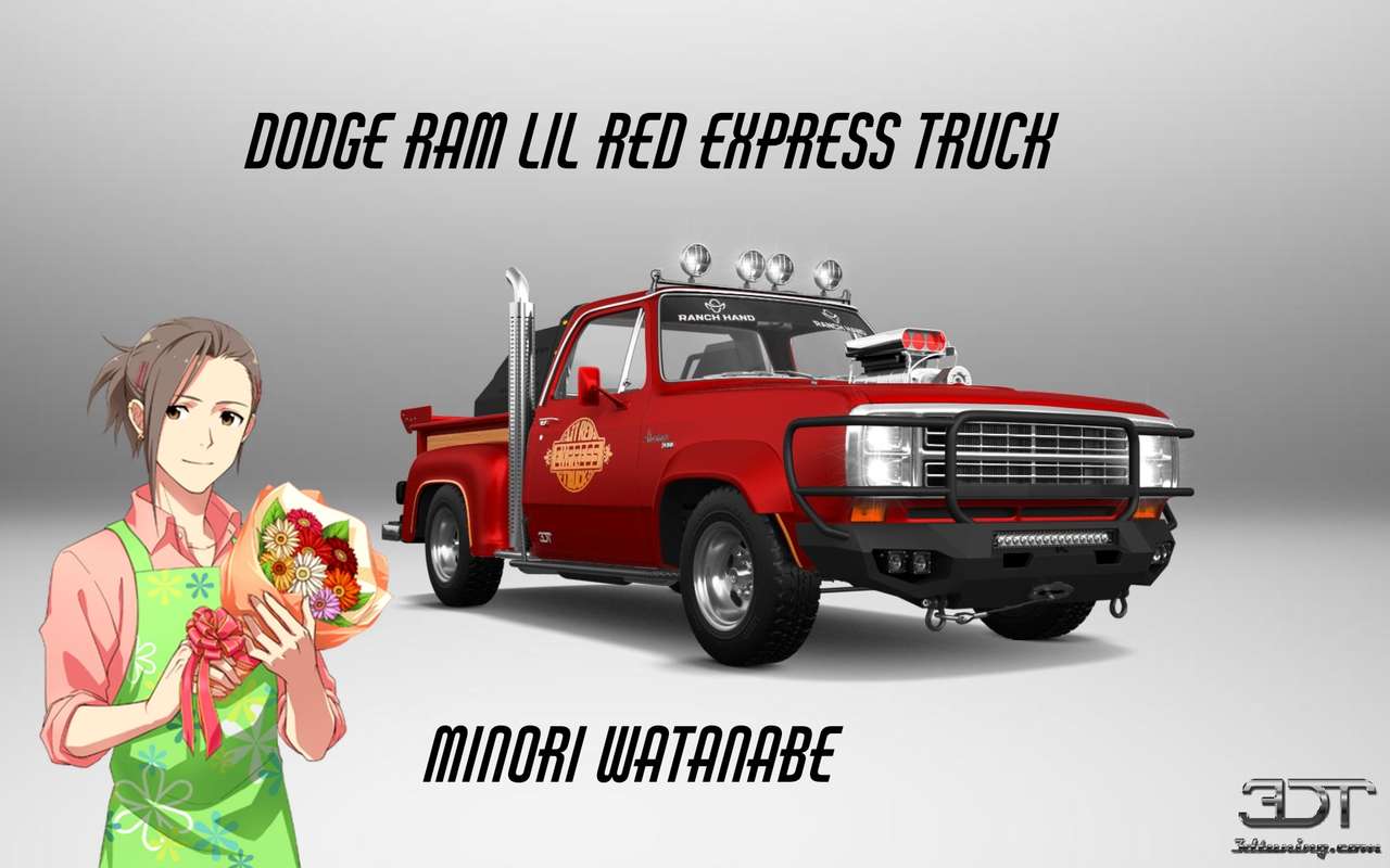 Минори ВАТАНАБЭ и красный экспресс-грузовик Dodge Lil онлайн-пазл