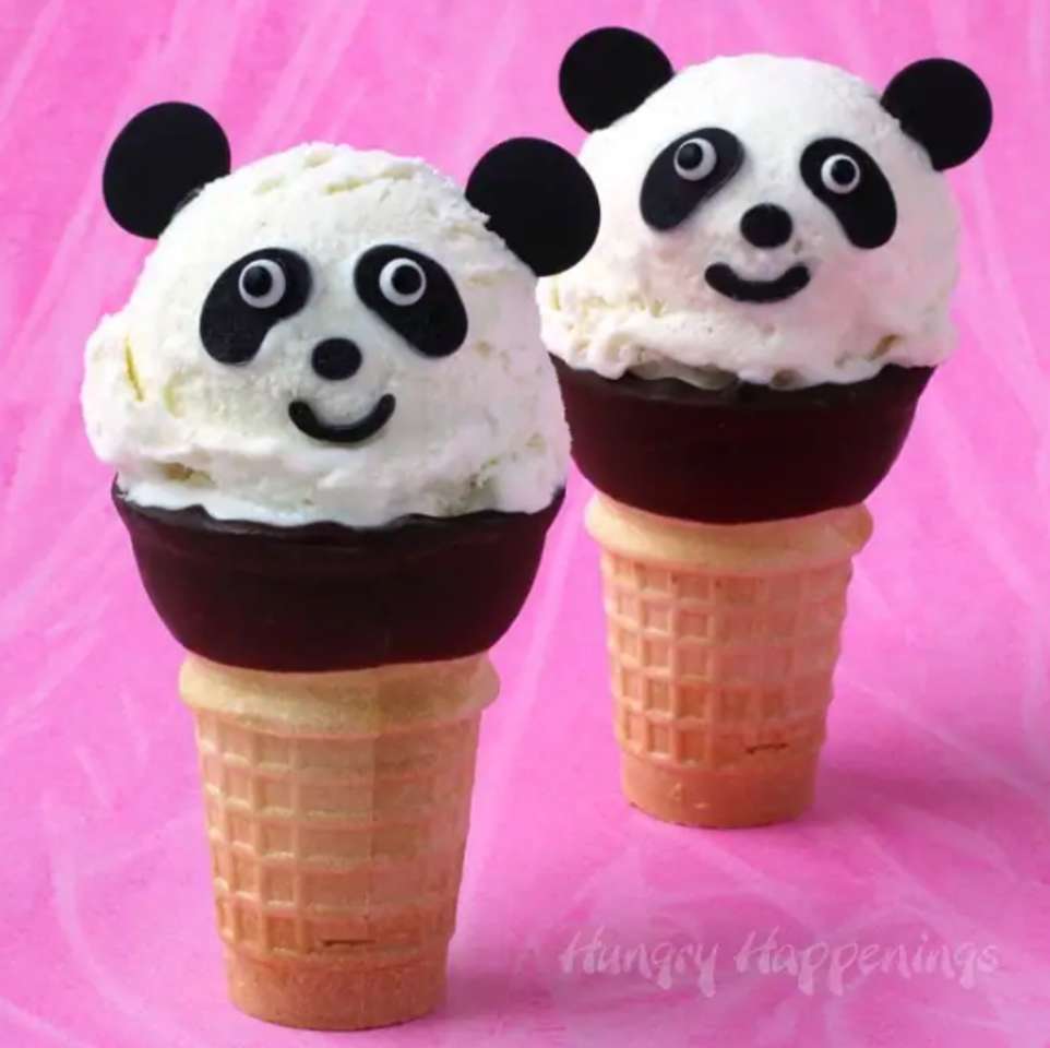 Κρέμα βανίλιας Παγωτό χωνάκι Panda Bears παζλ online
