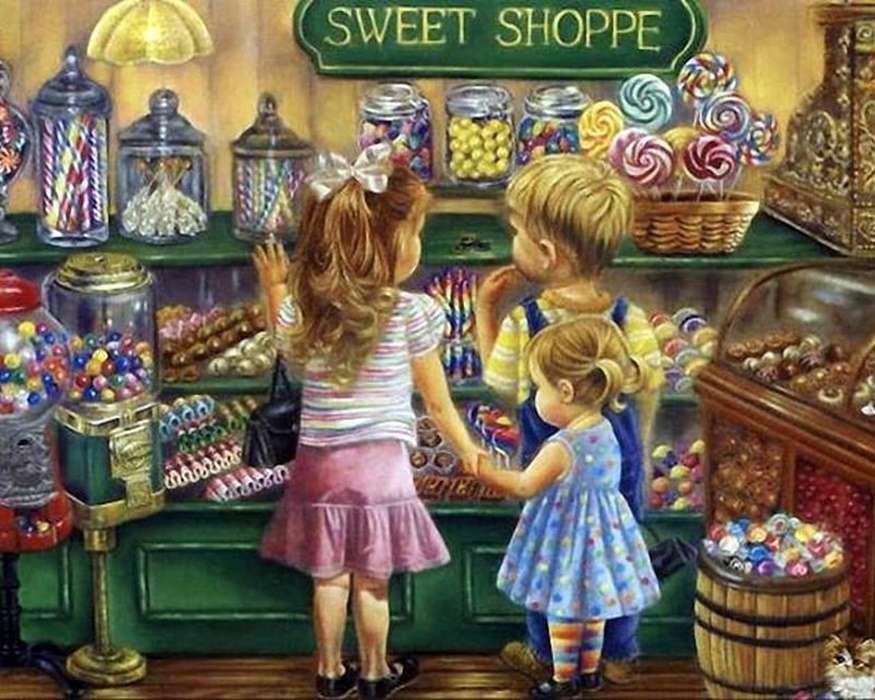 enfants dans un magasin de bonbons puzzle en ligne
