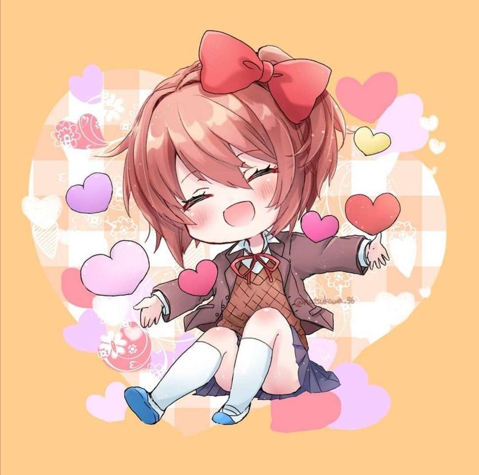 sayori (doki doki literature club) drawn by peachcak3