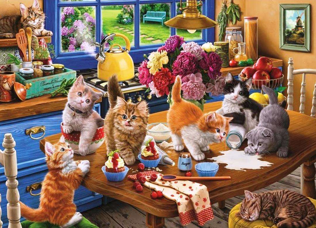 pisici pe masă puzzle online