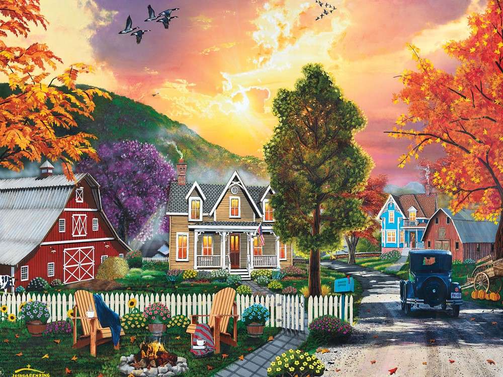 paisagem com casas - puzzle online