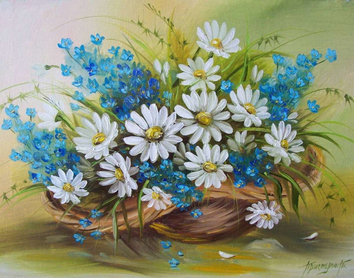 Ваза с полски цветя онлайн пъзел