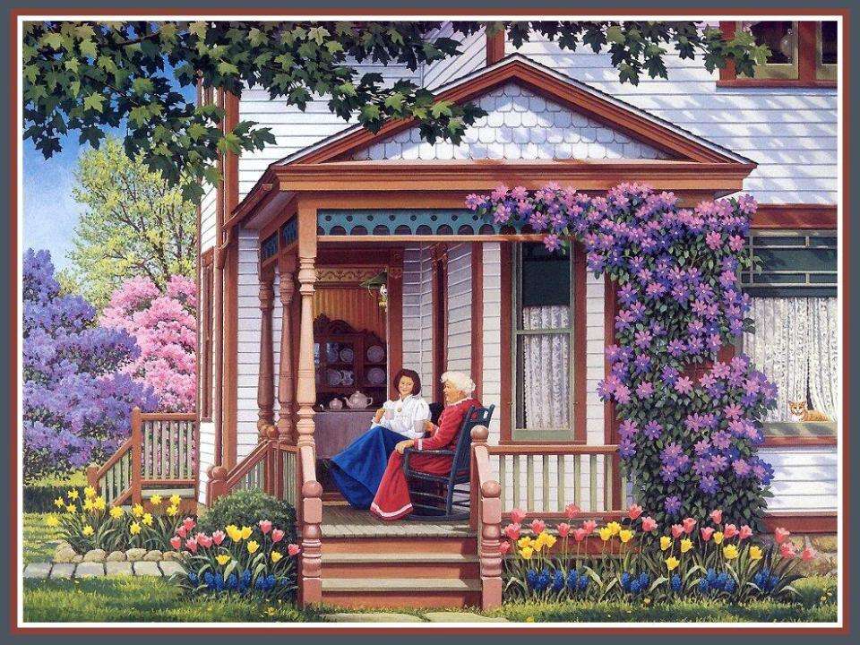 ladies lounging on the porch jigsaw puzzle online