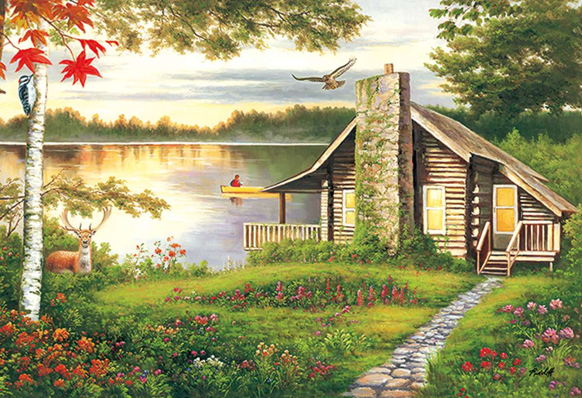 Cottage au bord du lac puzzle en ligne