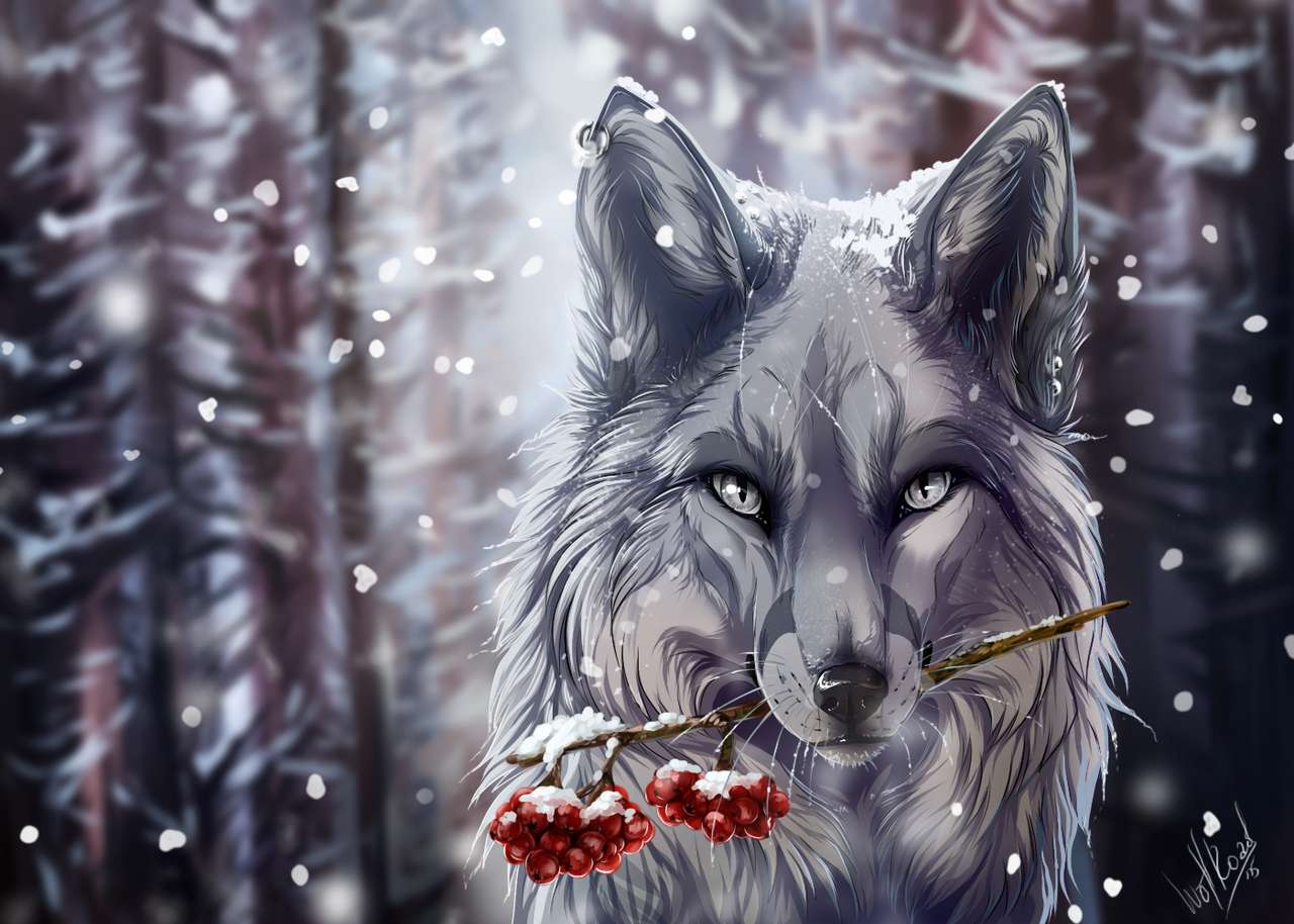lobo fantástico no inverno quebra-cabeças online