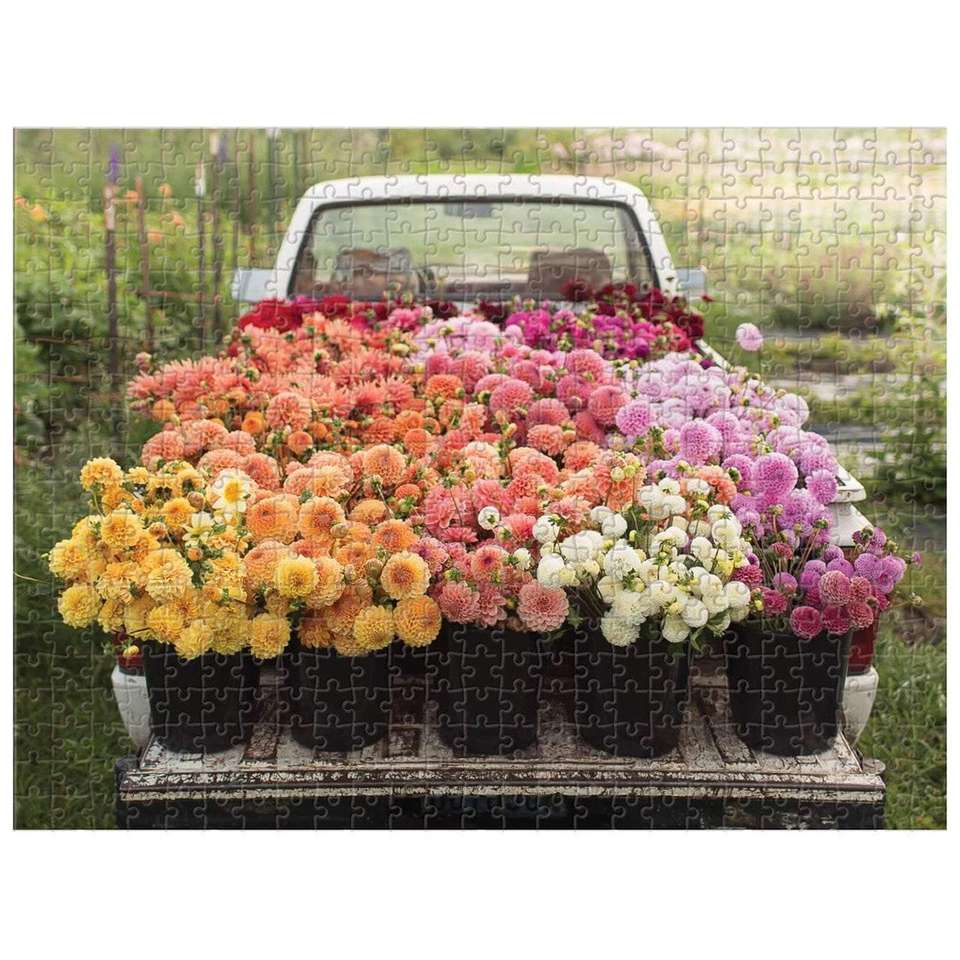 Pots de fleurs sur la voiture puzzle en ligne