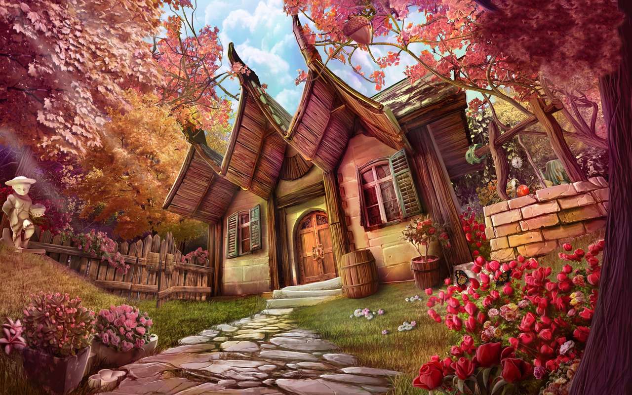 casa peculiar com belo jardim puzzle online