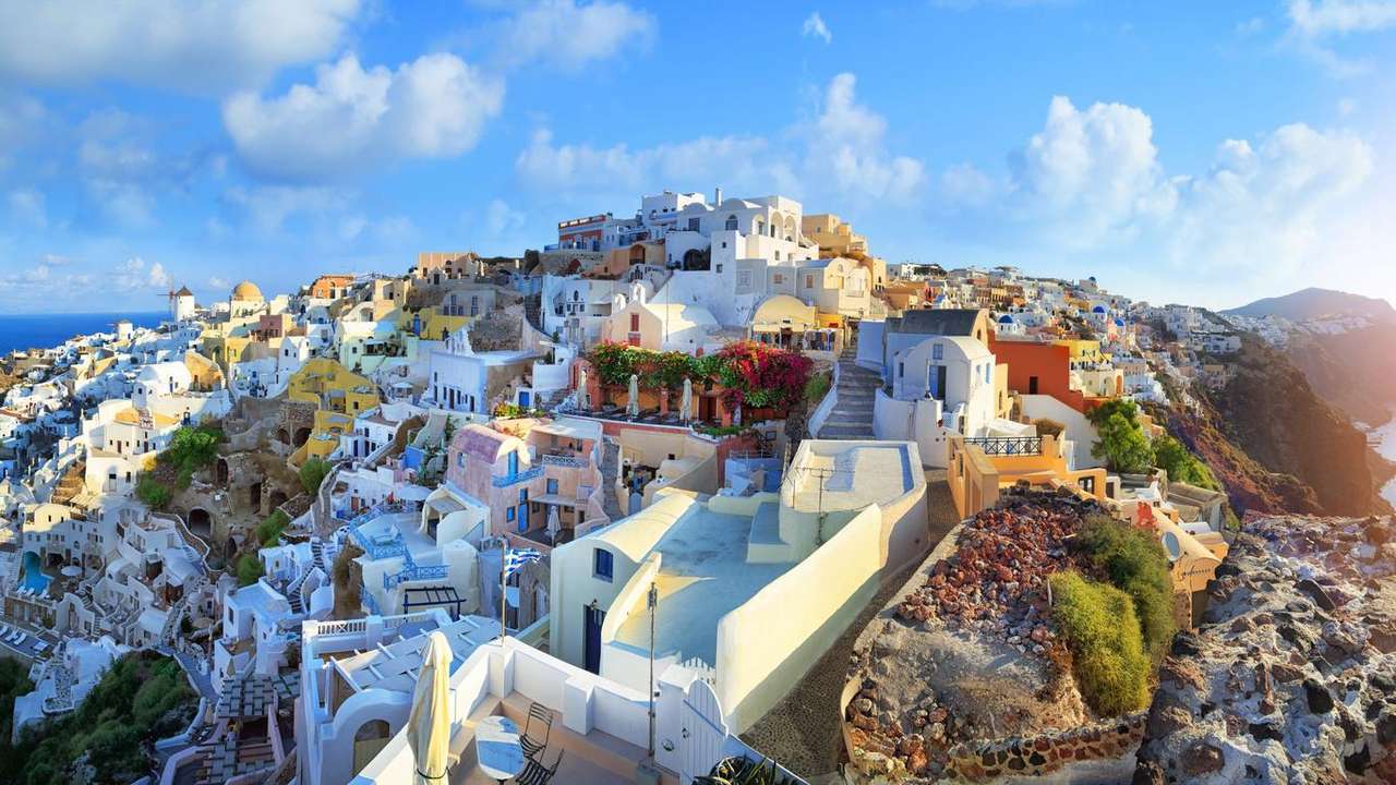 isla griega de santorini rompecabezas en línea
