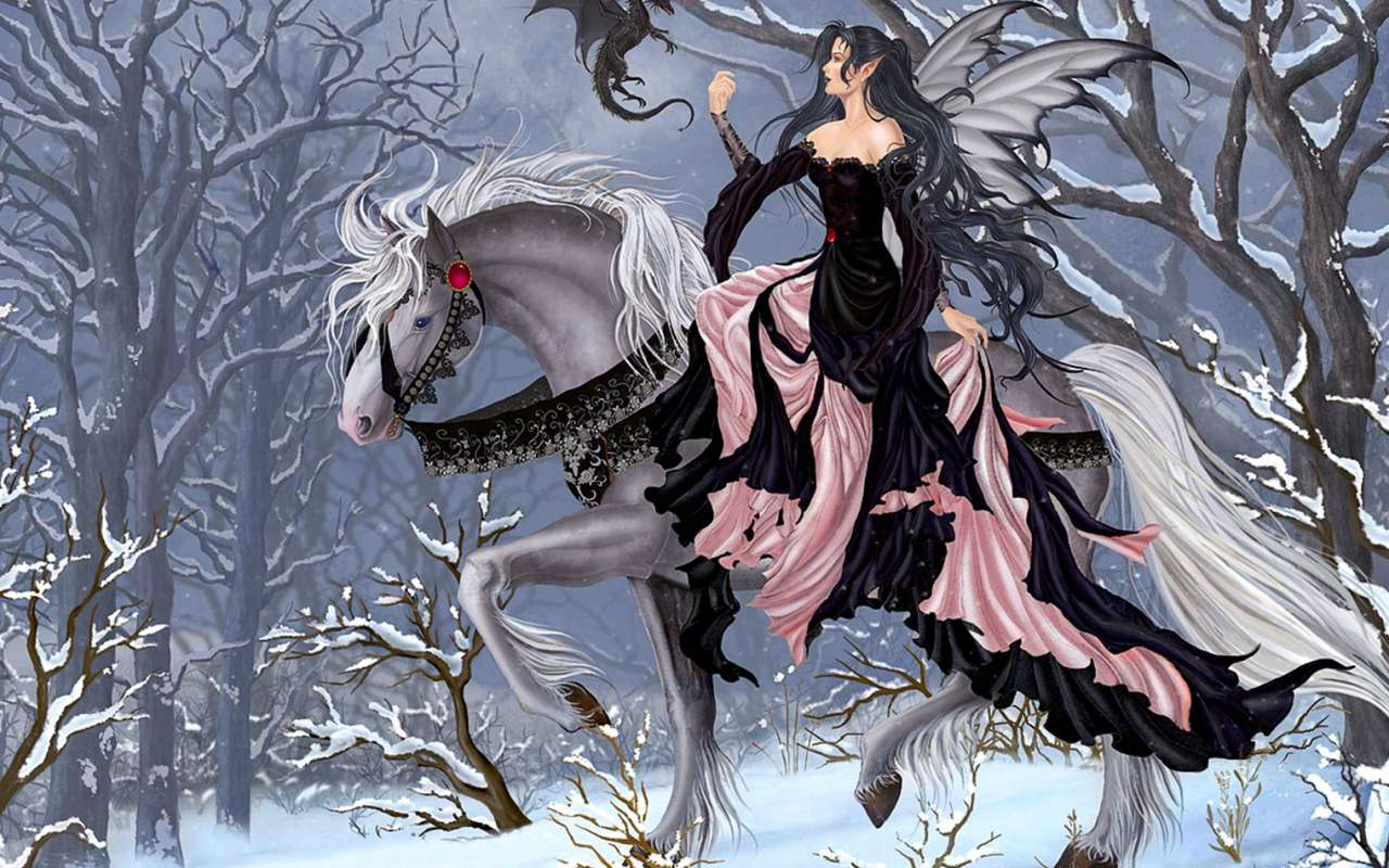 ballade à cheval en hiver d'une elfe puzzle en ligne