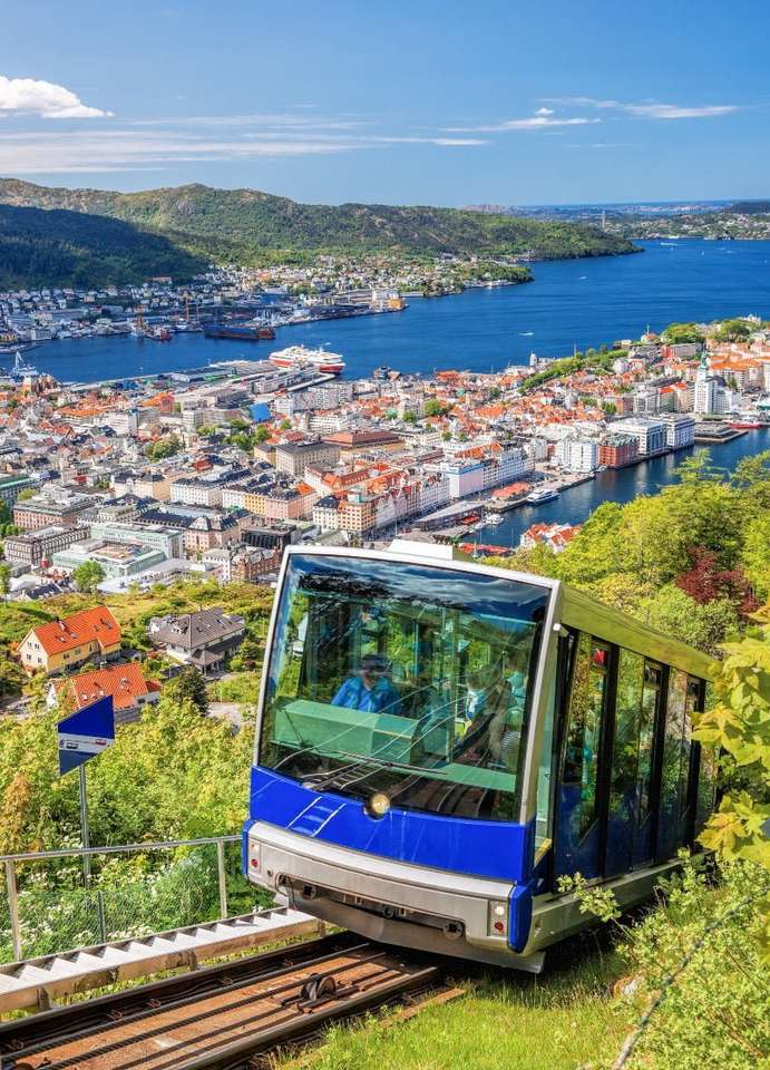Běžící vlak s výhledem na Bergen online puzzle