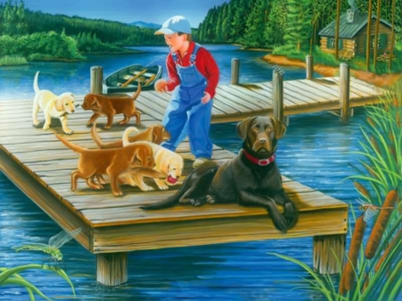 Puppies with their master #151 jigsaw puzzle online