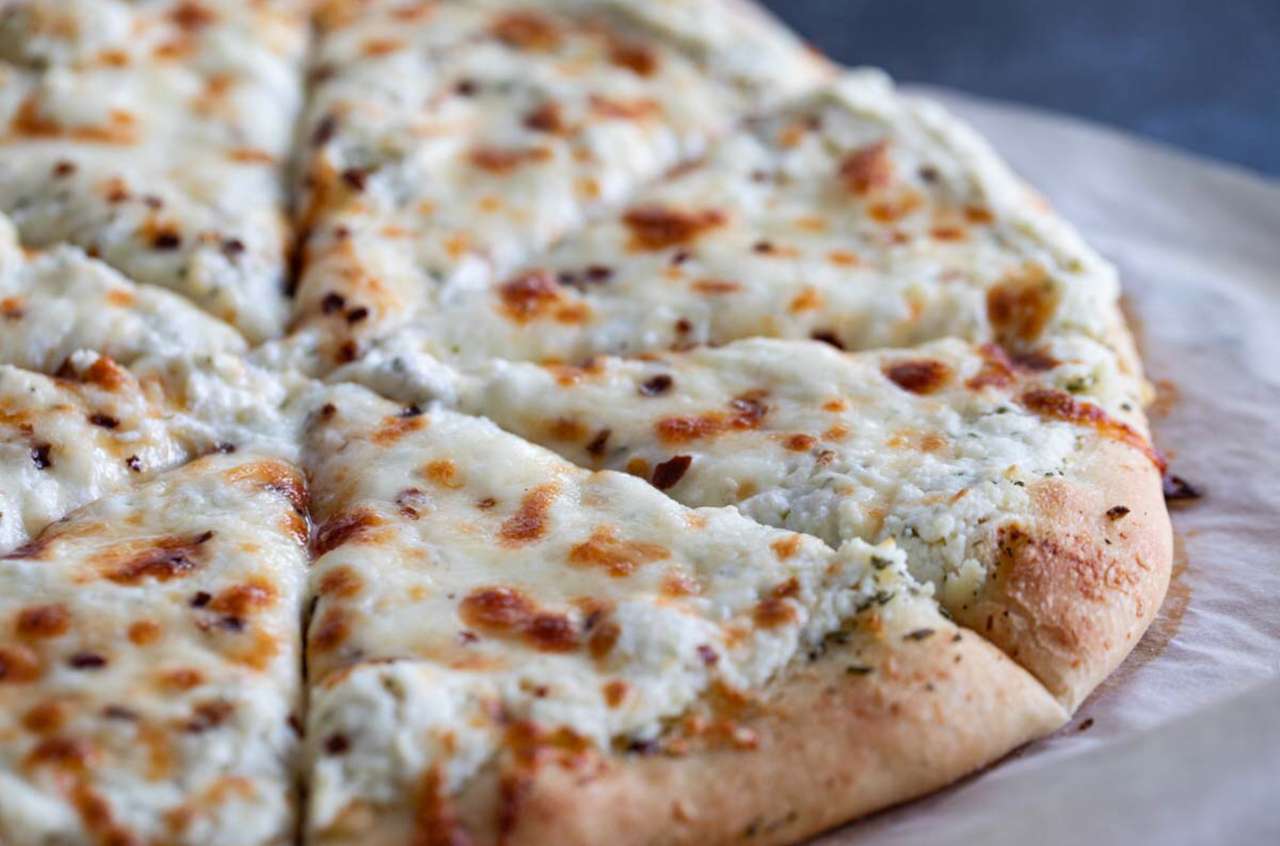 Receta de pizza blanca rompecabezas en línea