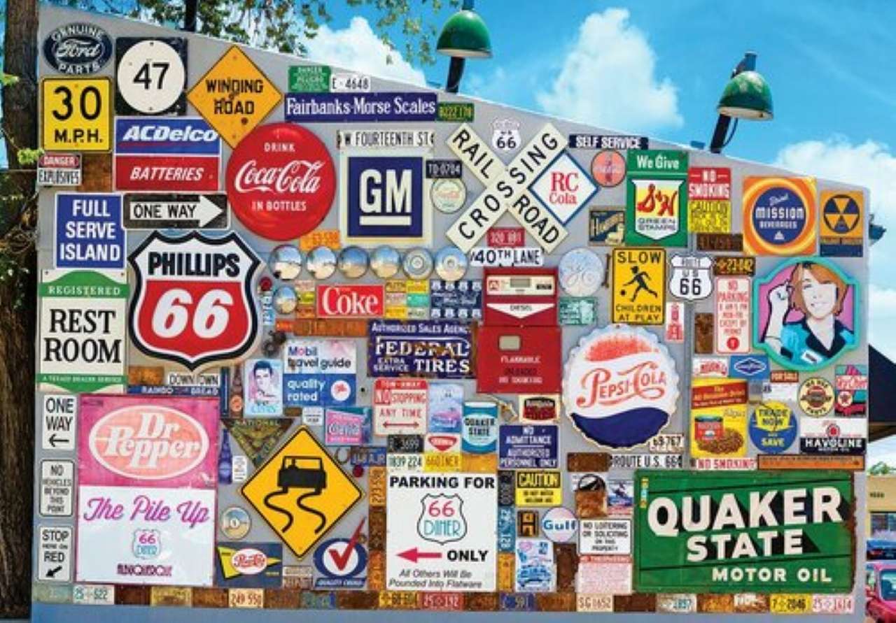 古い広告と道路標識 ジグソーパズルオンライン