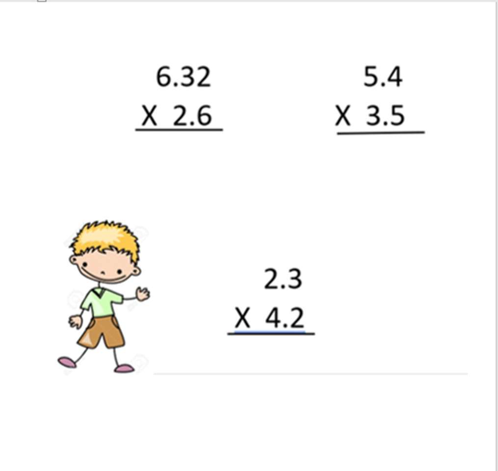 Multiplicación de decimal por decimal. rompecabezas en línea