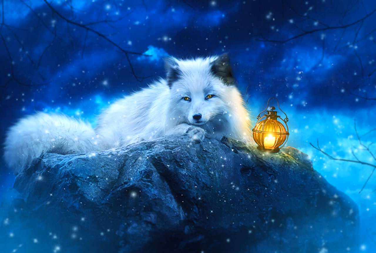 bílá liška v zimě online puzzle