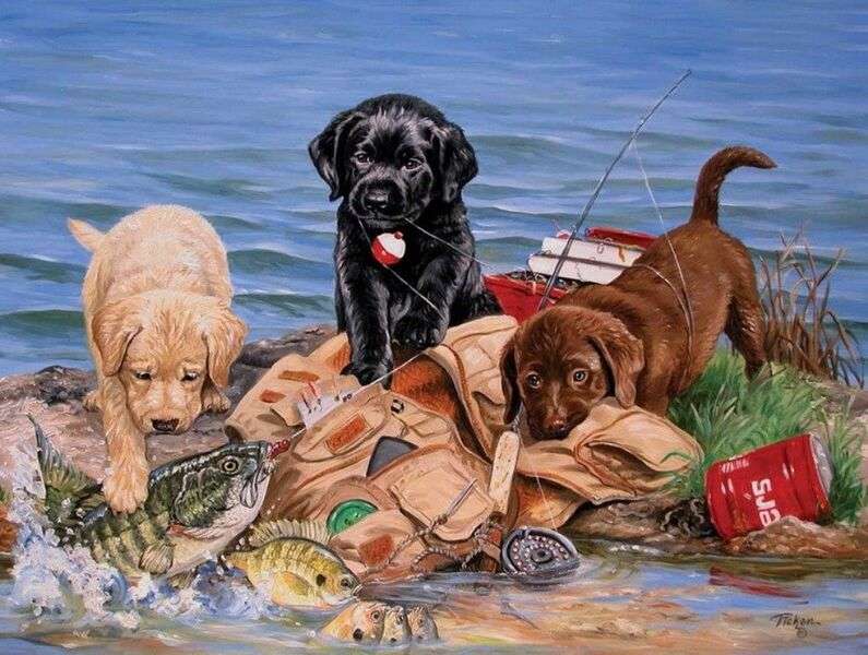 Cachorros pescando #158 quebra-cabeças online