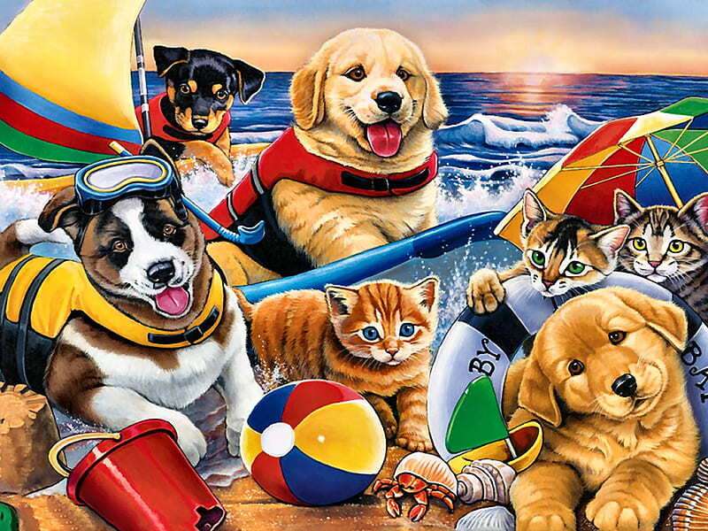 Cães de festa no mar #162 puzzle online