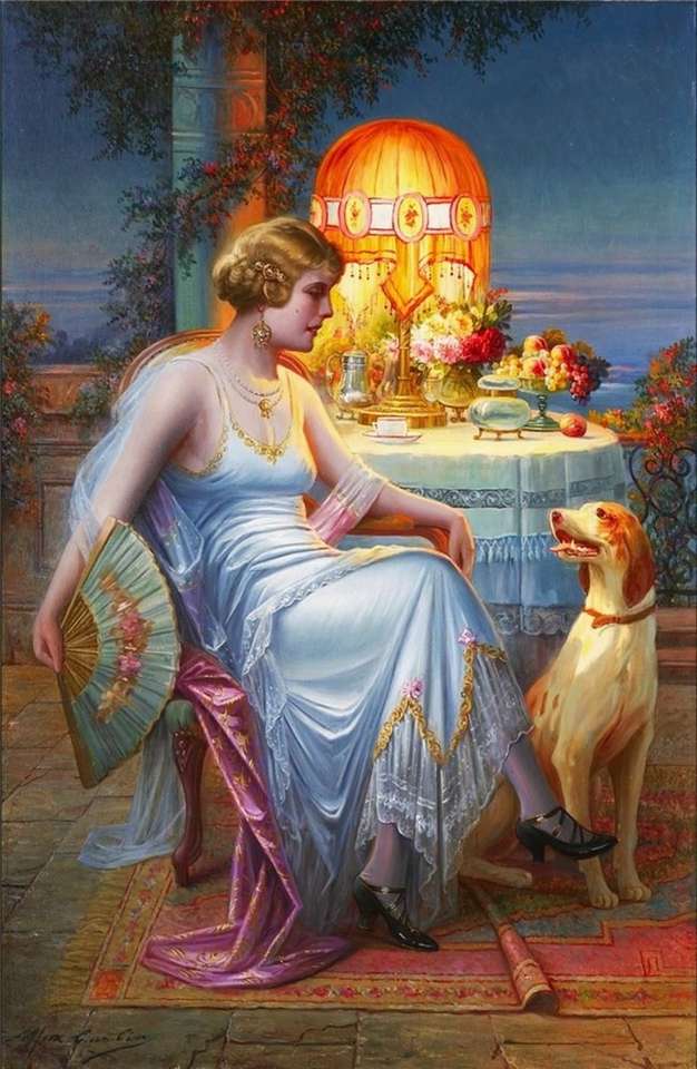 lady with her puppy jigsaw puzzle online