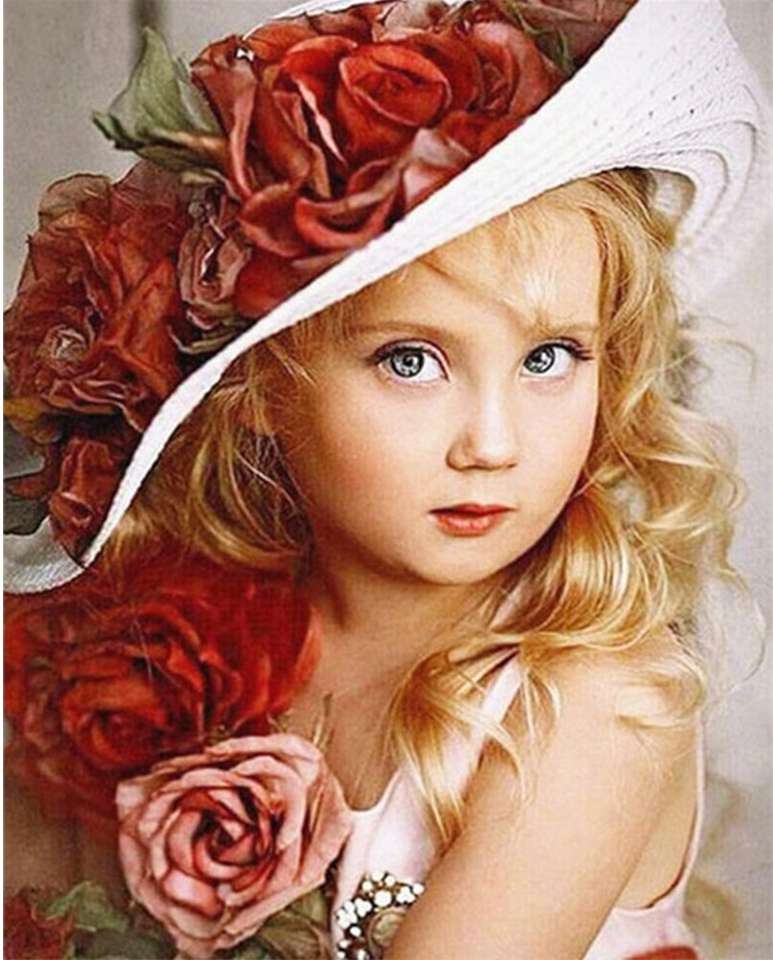 κορίτσι με καπέλο λουλουδιών online παζλ